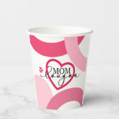 デザインエレガント文字ママ愛するハート 紙コップ (裏面)