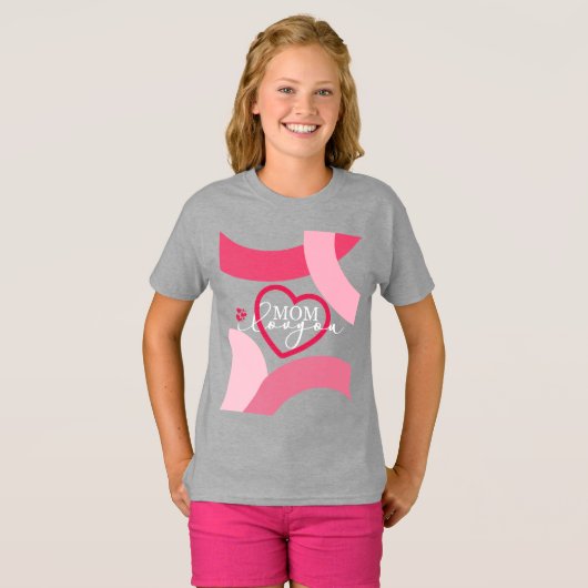 デザインエレガント文字ママ愛するハート Tシャツ (正面フル)