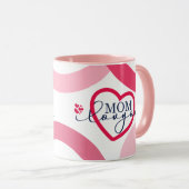 デザインエレガント文字ママ私はハートPapeであなたを愛する マグカップ (正面右)