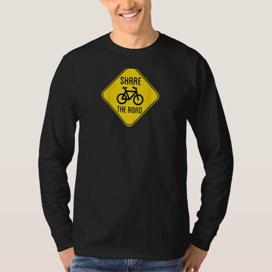 デザインオン背面共有道路標識と自転車 Tシャツ (正面)