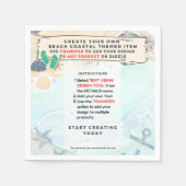 デザインオートビーチコースタルパ航海のティウェア スタンダードカクテルナプキン (正面)