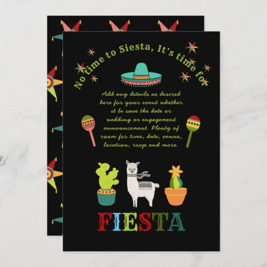 デザインオーブフィエスタフォークアー結婚トブライダルシャワー 招待状 (正面/裏面)