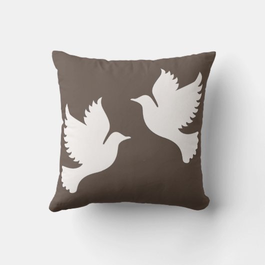 デザインカスタムピースホワイトハト模様ピロー クッション (裏面)