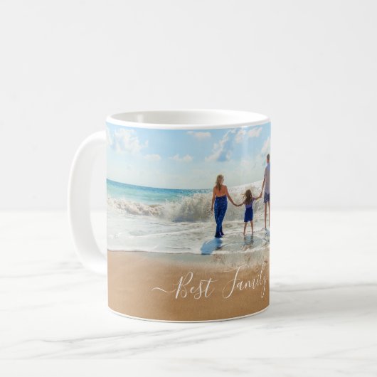 デザインカスタムフォト文字ユアウンファミ最高のリーエバー コーヒーマグカップ (正面左)