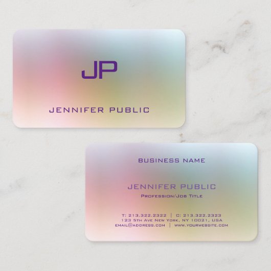 デザインカラフルモノグエレガントラムミニマルトレンディー 名刺 (正面/裏面)