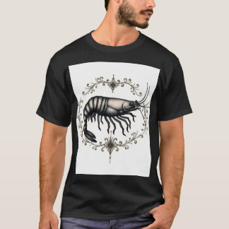 デザインクラシックシュリンプフラッシュタトゥーTシャツ Tシャツ