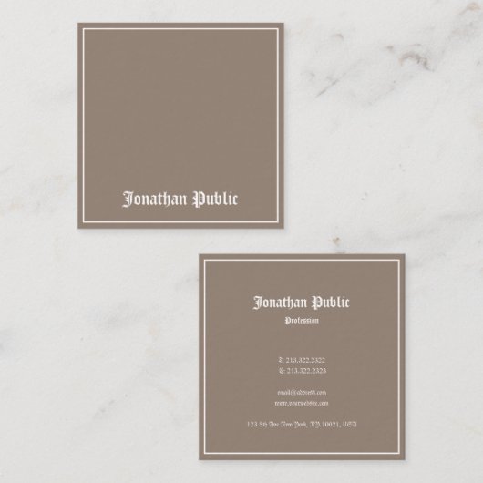 デザインクラシック洗練されたトレンディープレーンラグジュアリー スクエア名刺 (正面/裏面)