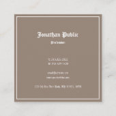 デザインクラシック洗練されたトレンディープレーンラグジュアリー スクエア名刺 (裏面)