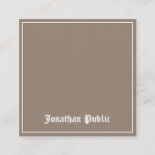 デザインクラシック洗練されたトレンディープレーンラグジュアリー スクエア名刺 (正面)