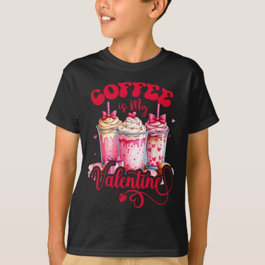 デザインコーヒーは私のバレンタイン 面白い恋人 Tシャツ (正面)