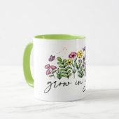 デザインシンプルの花"恵みの中で成長"バイブルの聖句 マグカップ (正面左)