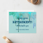 デザインシンプル水の色のティール（緑がかった色）退職願い ノートカード (正面/裏面インサイチュ)