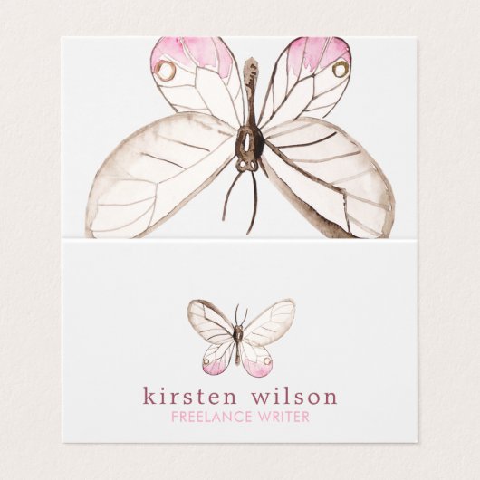 デザインシンプル赤面バタフライ折り名刺 名刺 (外部フラット)