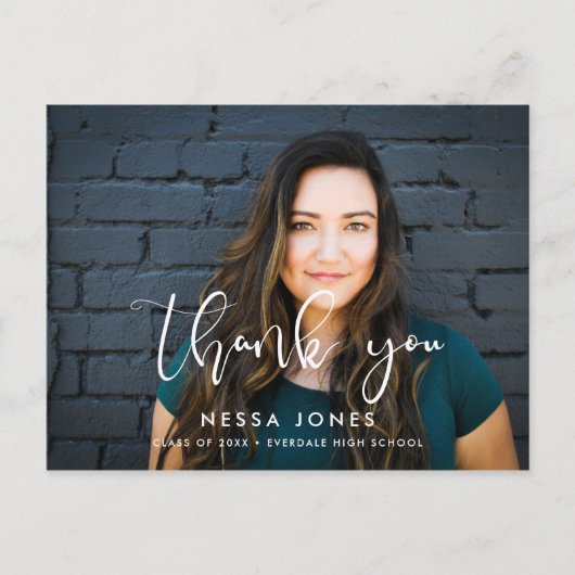 デザインスタイリッシュ写真卒業ありがとう ポストカード (正面)