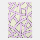 デザインストライプのピンククリーム キッチンタオル (縦)