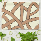 デザインストライプのブラウンクリーム キッチンタオル (折り畳み)