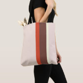 デザインストライプナチュラルピンクレッドクリームブラウン トートバッグ (クローズアップ)