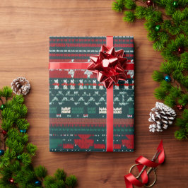 デザインストライプ醜いクリスマスセーター ラッピングペーパー