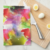 デザインテクスチャ赤、黄色の水彩 キッチンタオル (四つ折り)