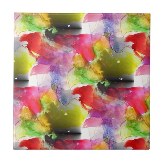 デザインテクスチャ赤、黄色の水彩 タイル (正面)