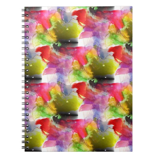 デザインテクスチャ赤、黄色の水彩 ノートブック (正面)