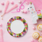 デザインテクスチャ赤、黄色の水彩 ペーパープレート (パーティー)