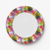 デザインテクスチャ赤、黄色の水彩 ペーパープレート (正面)