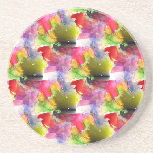 デザインテクスチャ赤、黄色の水色 コースター (正面)