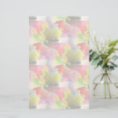 デザインテクスチャ赤、黄色の水色 便箋 (スタンド正面)