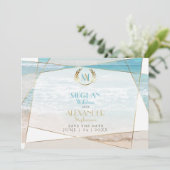 デザインデート | 現代のモノグラム 幾何学 ビーチ セーブザデート (スタンド正面)