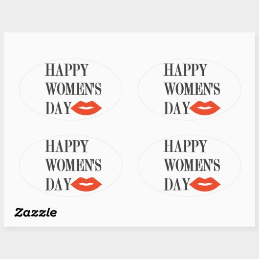 デザインハッピーウィメンズデーおもしろい 楕円形シール (シート)