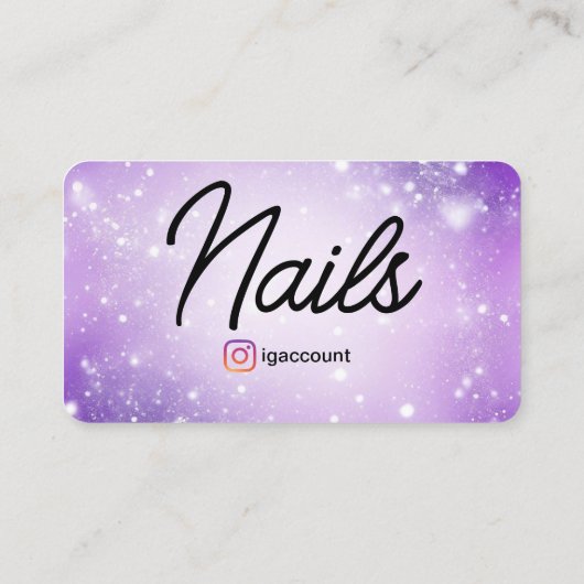 デザインパープルプロフェッショナルカードQRコード爪、 ネイル技術 名刺 (裏面)