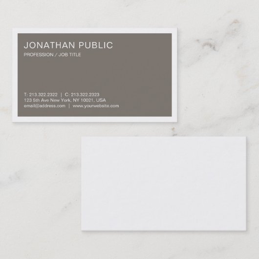 デザインプエレガントライお洒落トレンディーブラウンラグジュアリー 名刺 (正面/裏面)