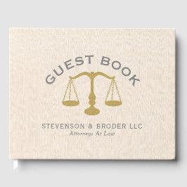 デザインミニマルベージュリネン&金ゴールドロースケール ゲストブック