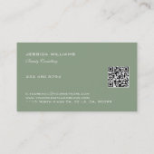 デザインミニマルホワイト文字オンセージグリーン 名刺 (裏面)