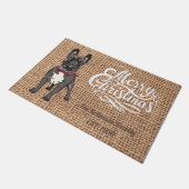 デザインモダンクリスマスかわいいブルドッグの家族の名前 ドアマット (アングル)