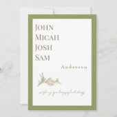 デザインモダンフォトモスグリーンハッピーホリデイズ シーズンカード (正面)