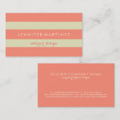 デザインモダンベージュ&コーラルレッドストライプズ 名刺 (正面/裏面)