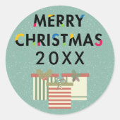 デザインモダンメリークリスマスギフトボックスステッカー ラウンドシール (正面)