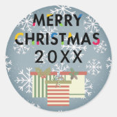 デザインモダンメリークリスマス雪の結晶シール ラウンドシール (正面)