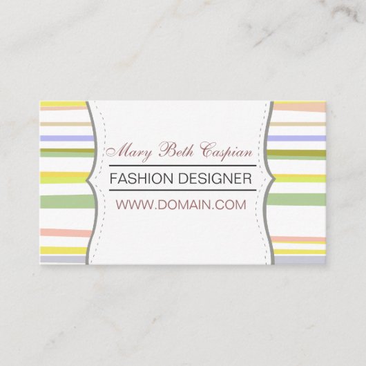 デザインモダン色の淡い色のレトロストライプ 名刺 (正面)