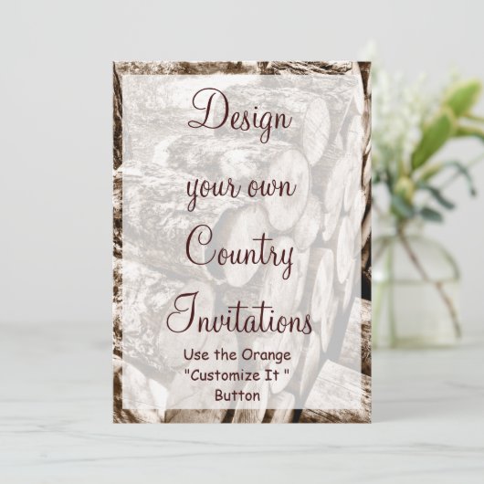 デザインユアカウントリー招待状テンプレートウッド 招待状 (スタンド正面)