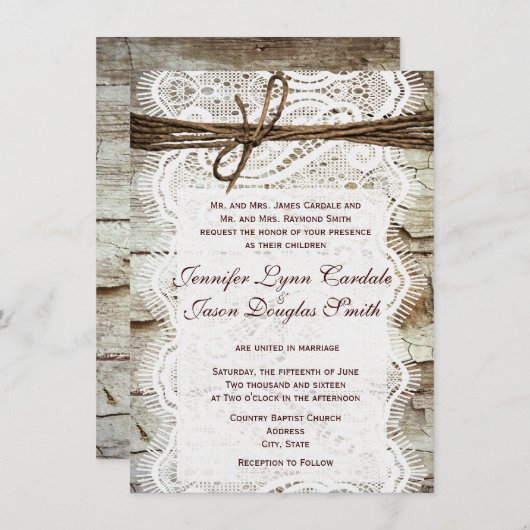 デザインユアカントリー素朴ウエディング招待状 招待状 (正面/裏面)