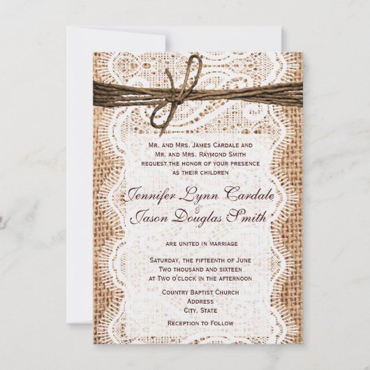 デザインユアカントリー素朴ウエディング招待状 招待状 (正面)