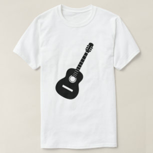 デザインユニークブラックシルエットギターTホワイトT Tシャツ