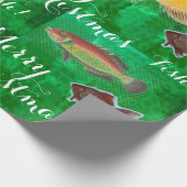 デザインユニーク·メリー·クリスマスと魚 ラッピングペーパー (角)