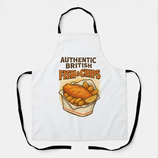 デザインヴィンテージ「Authentic British Fish & Chips」 エプロン (正面)