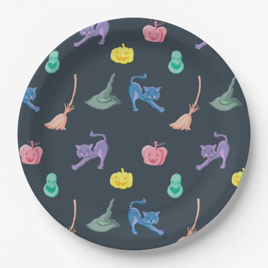 デザイン付きおもしろいキャラクターハローウィンパーティ ペーパープレート (正面)