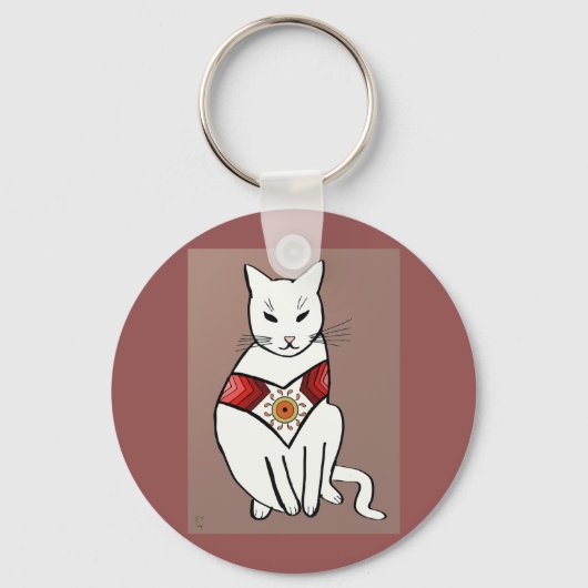 デザイン付きアステカ猫 キーホルダー (正面)
