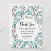 デザイン付きベビーシャワー用のフラットサンキューカード。 サンキューカード (正面)
